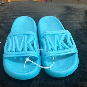 Michael Kors Bright Aqua Blue Kids Slide Sandals